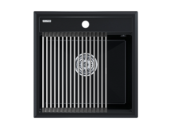 Кухонная мойка + коландер Paulmark PM115051-BLM+R375-BS 50х50 цвет черный